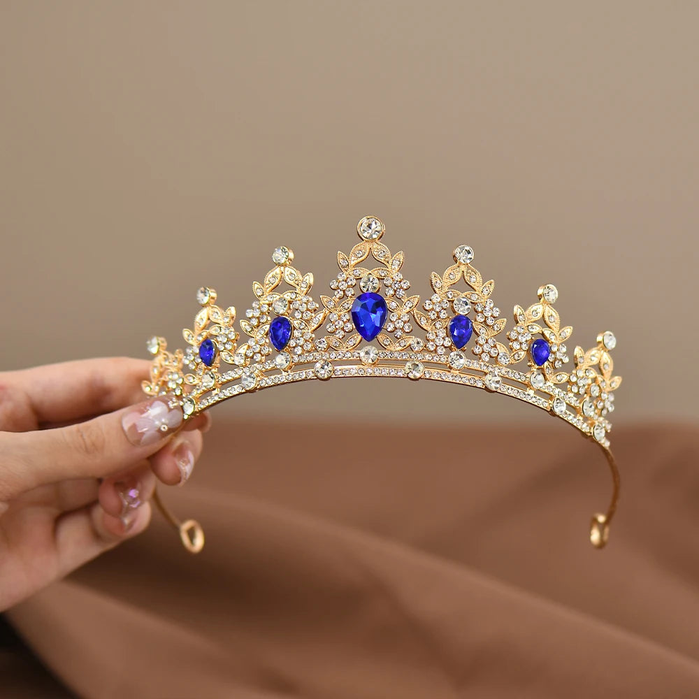 Children's Princess Crown Crystal Tiara Girls Hair Accessories High-end Atmosphere Dance Performance Birthday Gift Crown