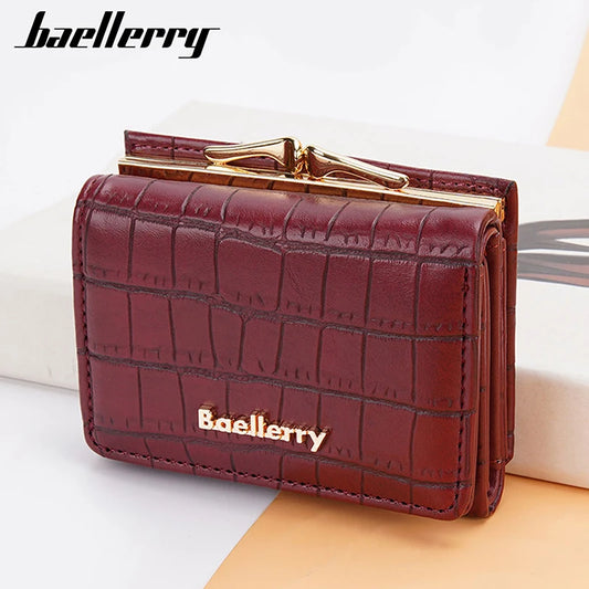 Baellerry New Short Women Wallet Coin Pocket Crocodile Pattern Female Purse Photo Holder Wallet For Girls Hasp Card Holder