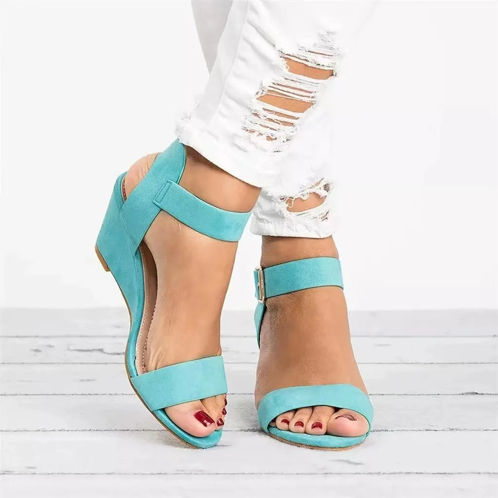 Summer Women's Sandals Fashion Open Toe Wedge Casual Shoes Women Plus Size Wedge High Heel Sandals Peep Toe Female 35-43