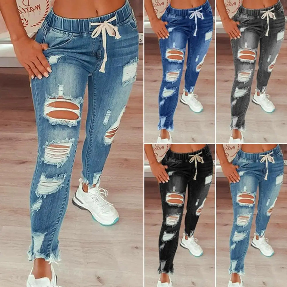 Popular  Denim Pants Summer Pure Color All Match Jeans Slim Female Pencil Jeans for Dating