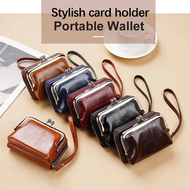 New Women's Wallet Wrist Strap Short Retro Style Coin Change Storage Bag Girls Portable Mini Card Holders Zipper Money Clip C03