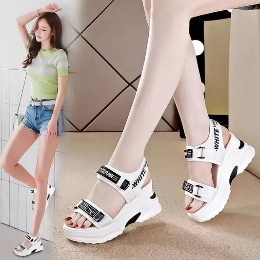 Sports Sandals for Women 2024 New Summer Fish Mouth Wedge Muffin Platform Daddy High Heels To Increase Women's Shoes