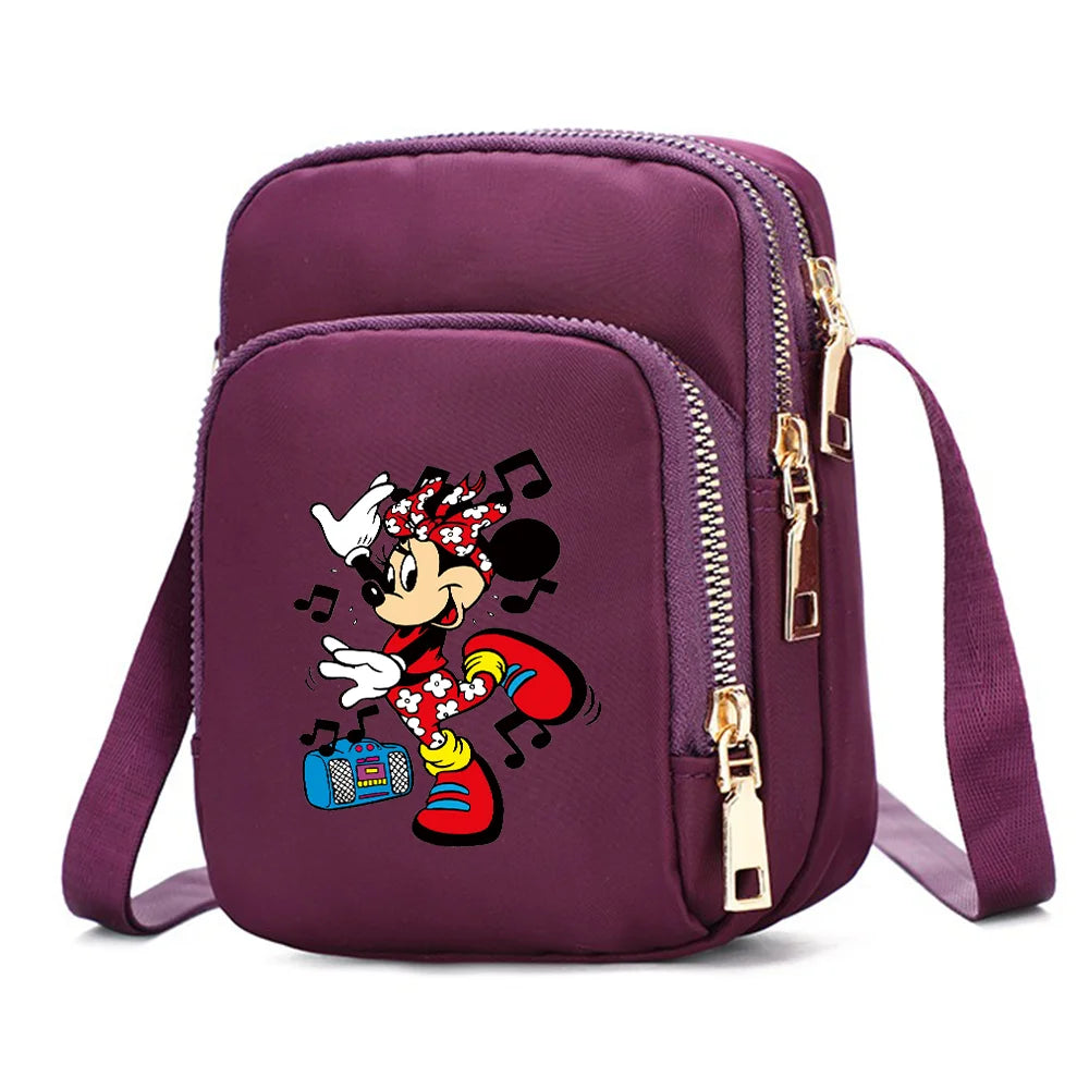 Mickey Minnie Mouse Women Shoulder Bags Cell Phone Purse Crossbody Shoulder Strap Handbag Female Girls Bags Teenagers Bag Gift