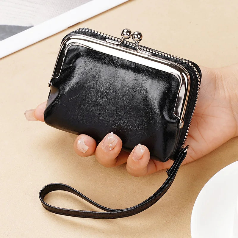 New Women's Wallet Wrist Strap Short Retro Style Coin Change Storage Bag Girls Portable Mini Card Holders Zipper Money Clip C03