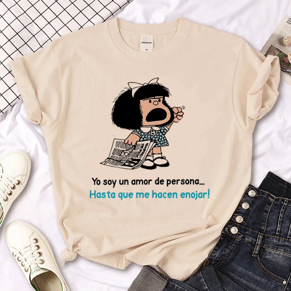 Mafalda t-shirts women Japanese Tee female funny designer graphic clothes