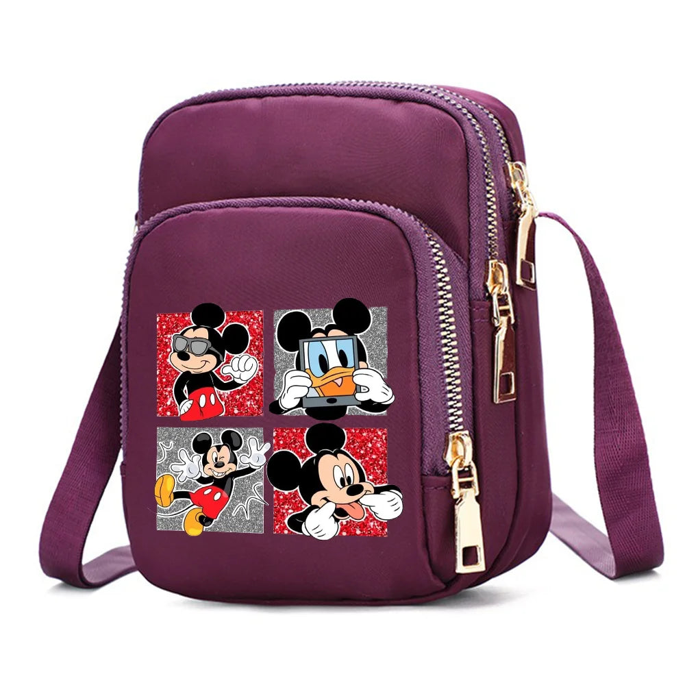 Mickey Minnie Mouse Women Shoulder Bags Cell Phone Purse Crossbody Shoulder Strap Handbag Female Girls Bags Teenagers Bag Gift