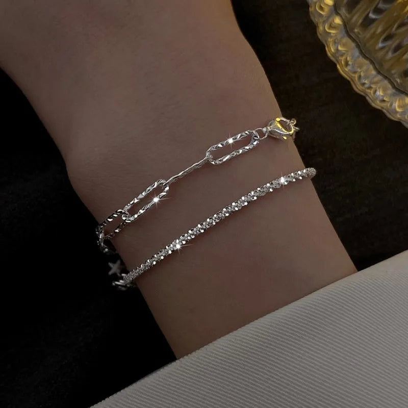 Full of Rhinestone Stainless Steel Bracelet For Women 2022 New  Designer Shiny Luxury Zircon Adjustable Bracelets Jewelry Gift