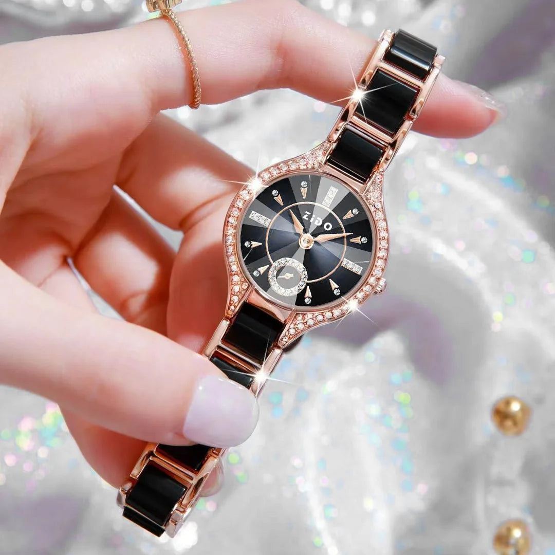 Watch For Women Brand Retro Light Luxury Waterproof Diamond inlaid high quality Stainless Steel Female Fashion Clock Watchees