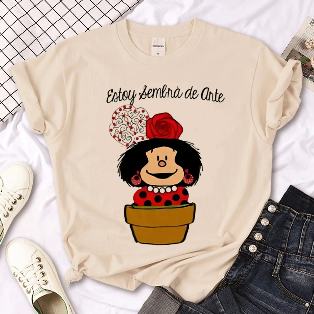 Mafalda t-shirts women Japanese Tee female funny designer graphic clothes