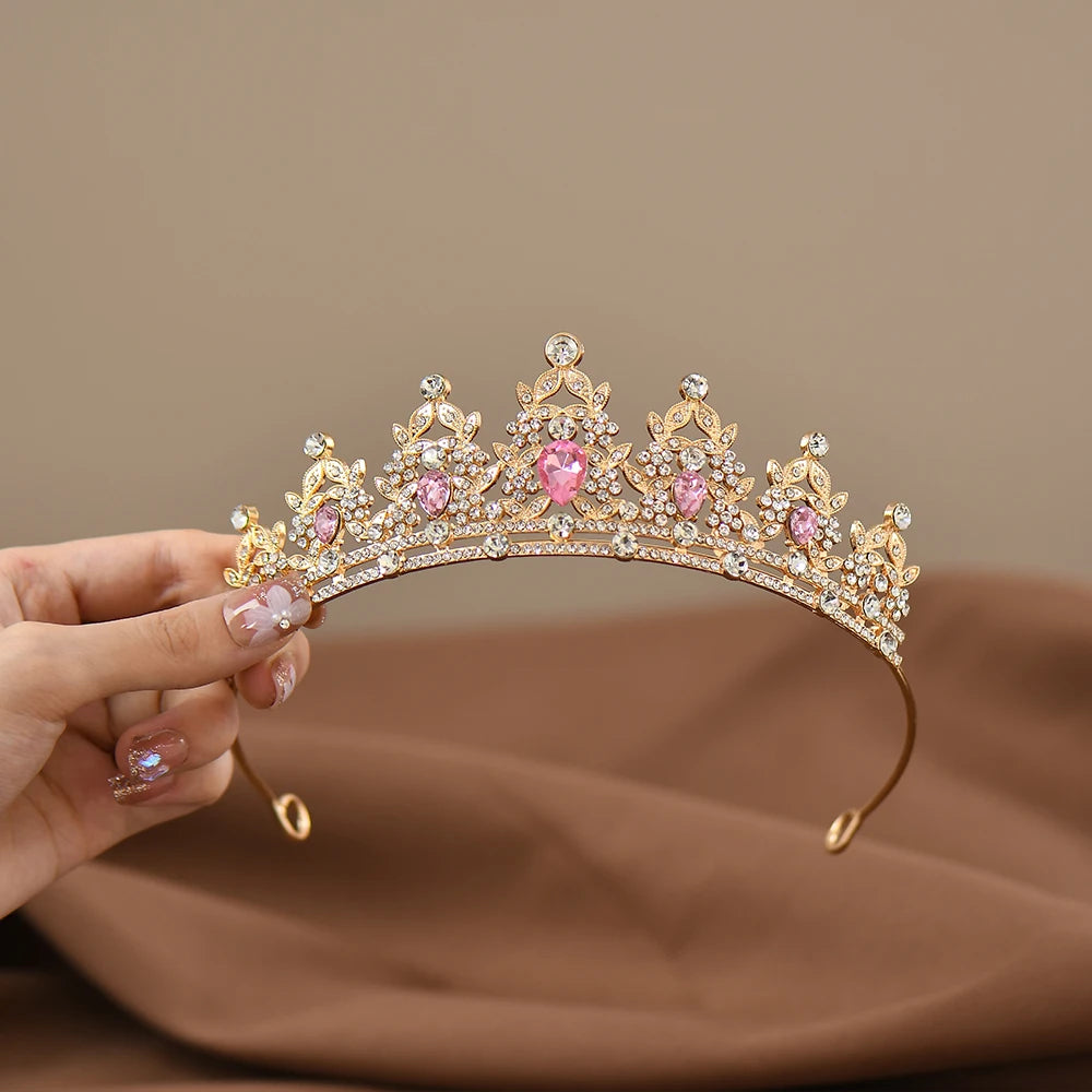 Children's Princess Crown Crystal Tiara Girls Hair Accessories High-end Atmosphere Dance Performance Birthday Gift Crown