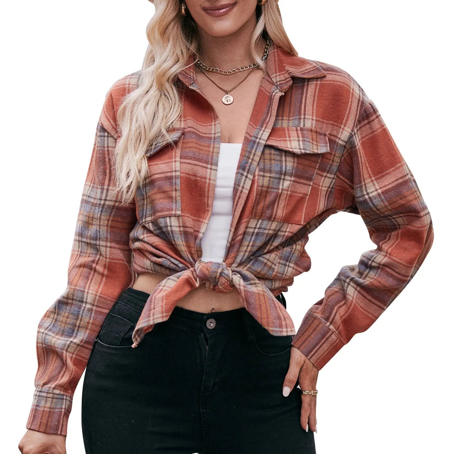 Women's Plaid Shirt – Loose Casual Long Sleeve Blouse, 2025 Fashion