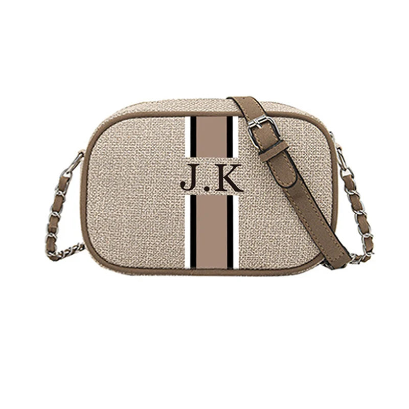 Customizable Stripe Canvas Messenger Bag for Women