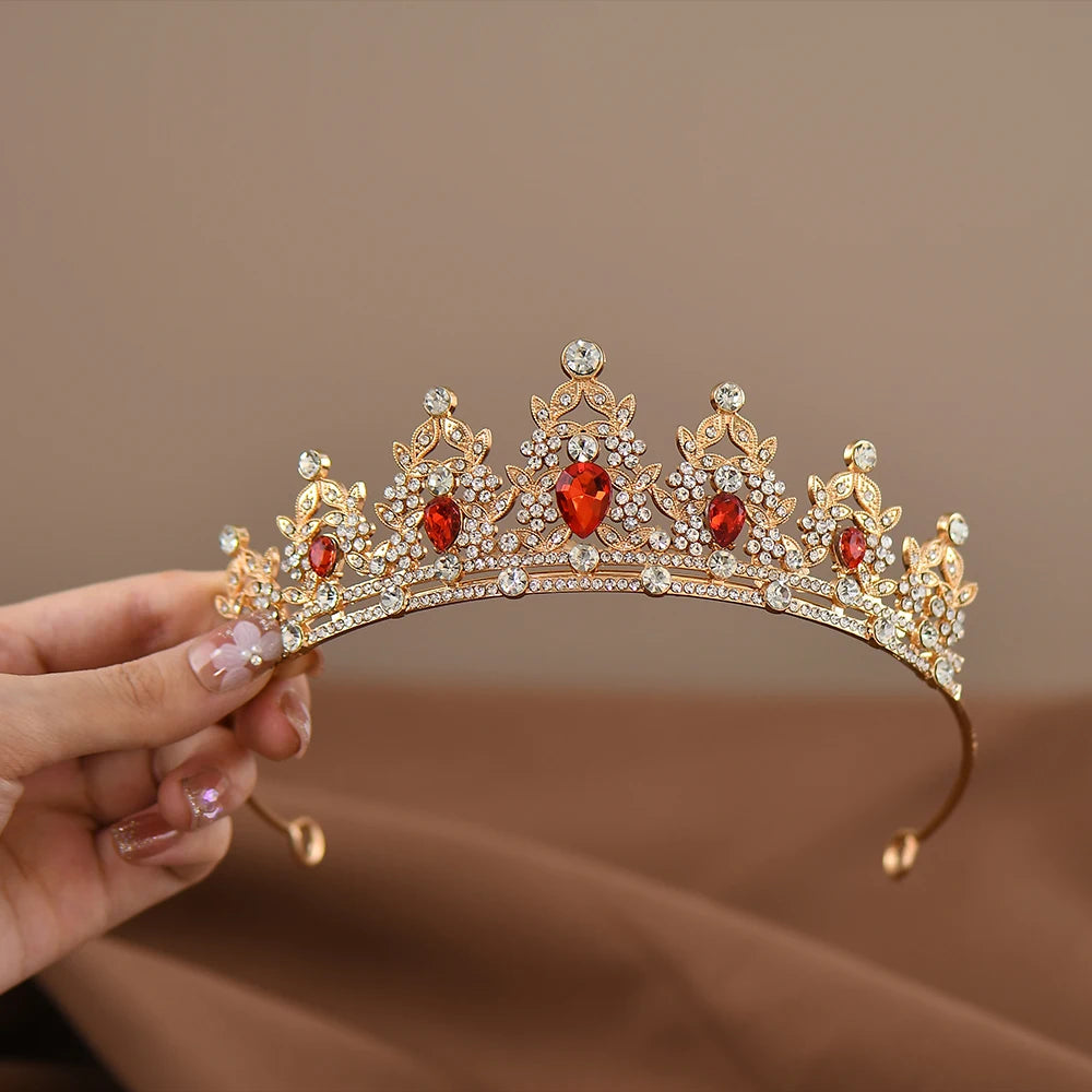 Children's Princess Crown Crystal Tiara Girls Hair Accessories High-end Atmosphere Dance Performance Birthday Gift Crown