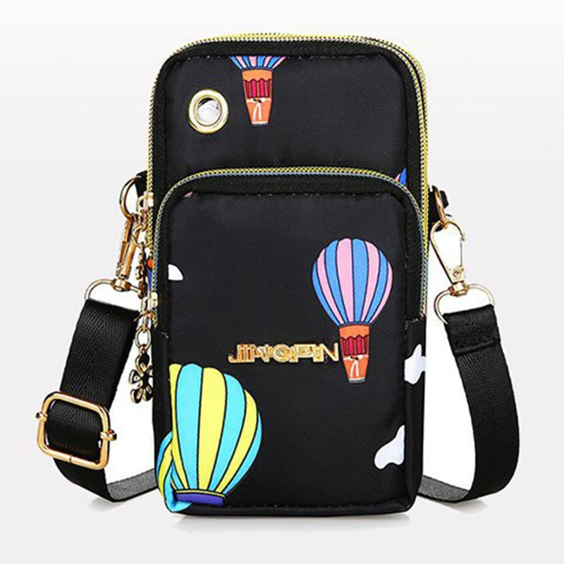 Buylor New Mobile Phone Crossbody Bags for Women Fashion Women Shoulder Bag Cell Phone Pouch With Headphone Plug 3 Layer Wallet