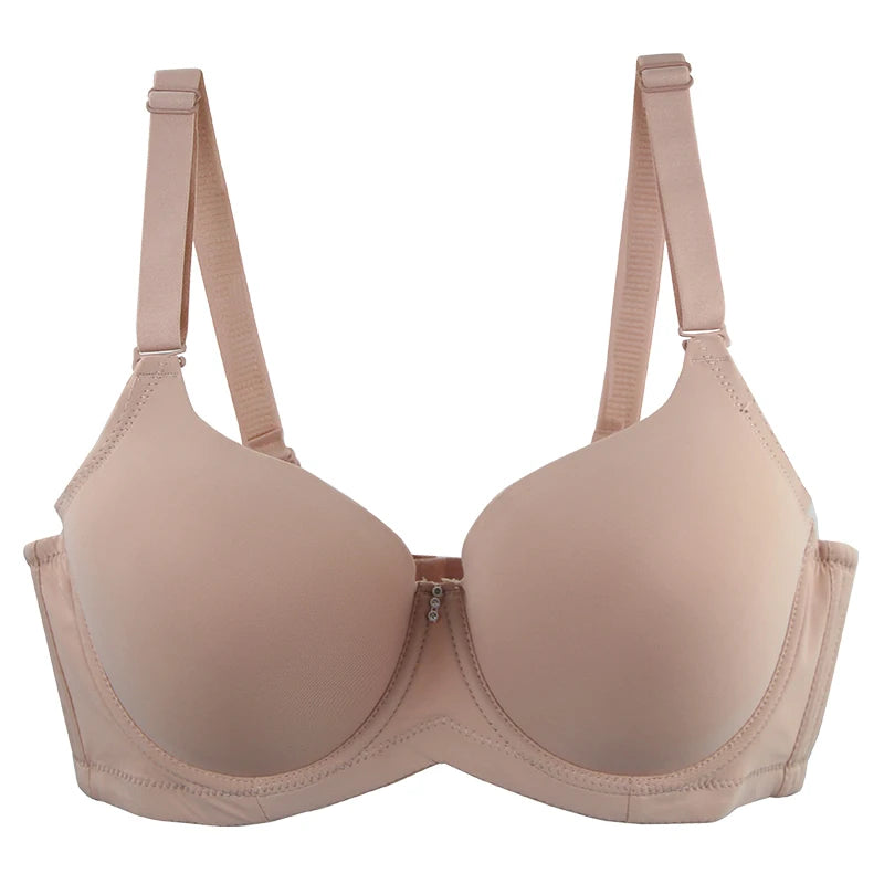 2024 New Thin Mold Cup Bras European American Large Size Underwear Gray Pink Red Beige Black Female Plus Size Lingerie