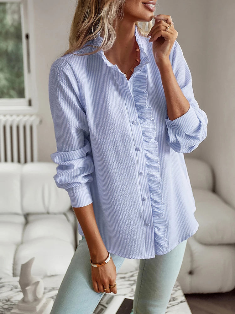 Women's Elegant Office Shirt – Long Sleeve, Casual & Comfortable