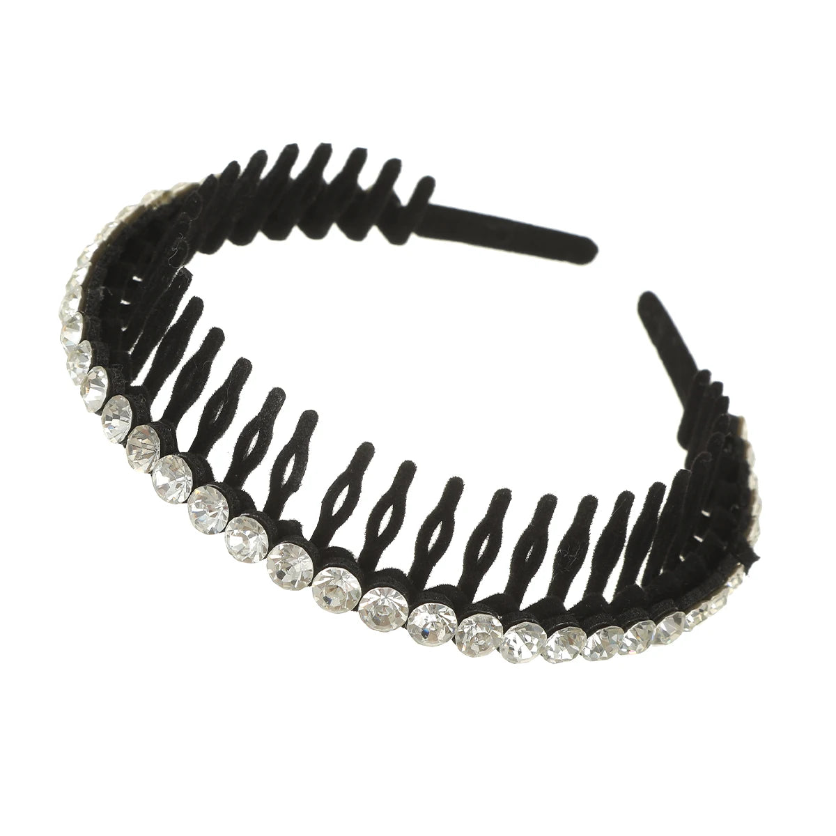 AWAYTR Luxury Non-slip Rhinestone Hair Hoops Bands Women Tooth Elastic Headbands For Women Shiny Hair Hoops Bezel Accessories