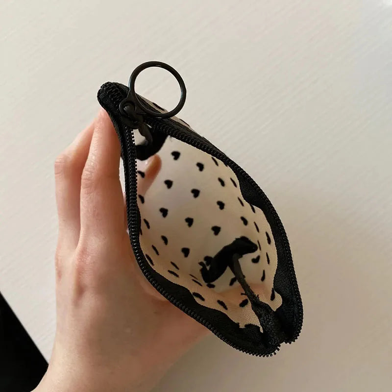 Women Black Small Coin Wallet Bags Mesh Transparent Earphone Money Key Card Holder Girl Small Purse Pouch