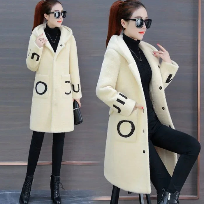 Stylish Women's Medium-Length Woolen Jacket