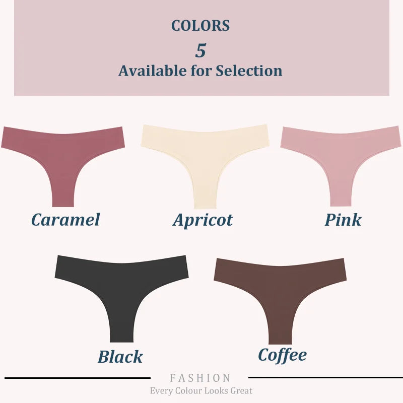 3PCS Seamless Maillard Panties Ultra-thin Brazilian panties Women Ice Silk Underwear Sexy Panty Low Waist G-string Female Solid