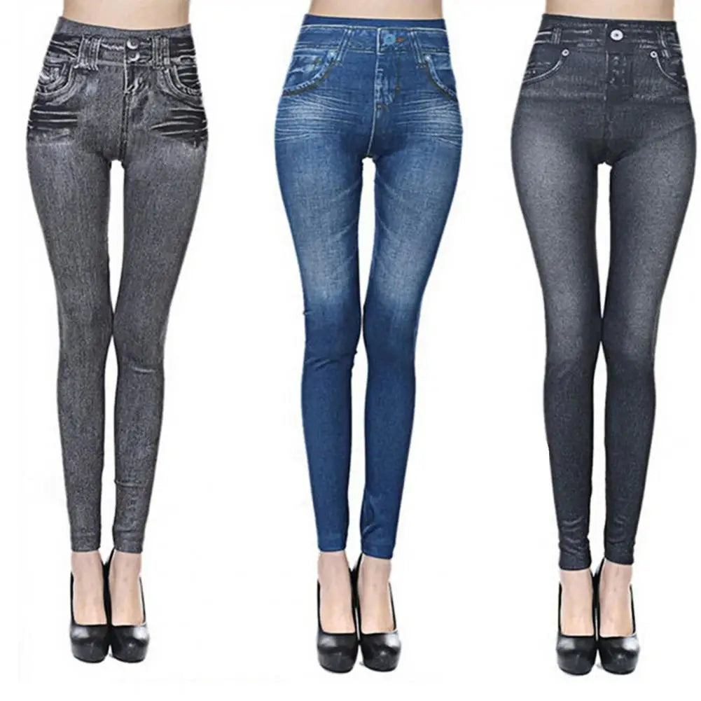 Pants Bottoming Women Jeans Skin-friendly Breathable  Popular Print Stretch Pencil Pants