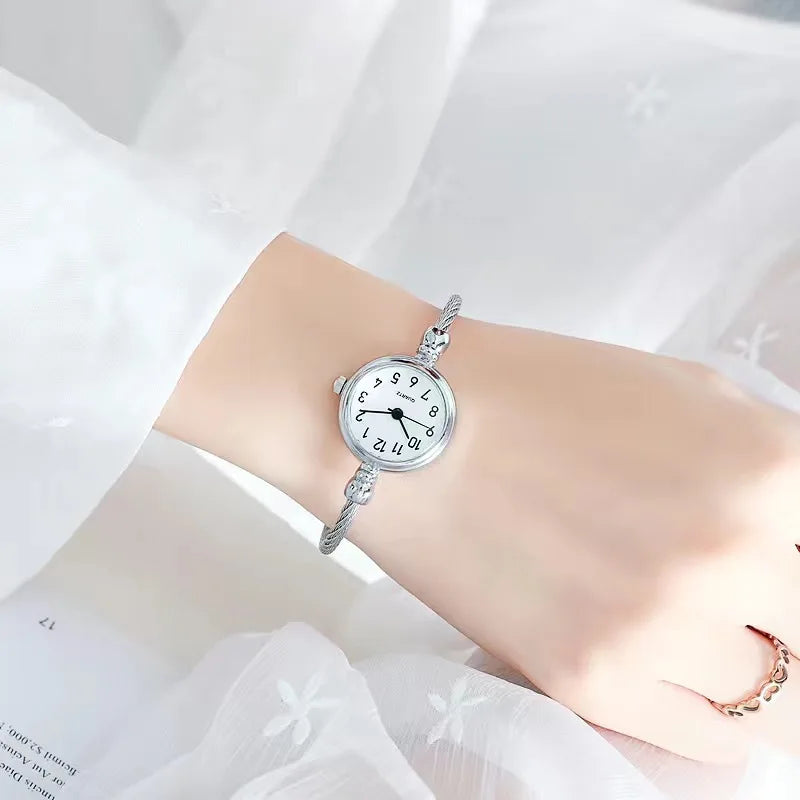 Small Gold Bangle Bracelet Luxury Watch Stainless Steel Retro Ladies Quartz Wristwatch Fashion Casual Thin Chain Watches