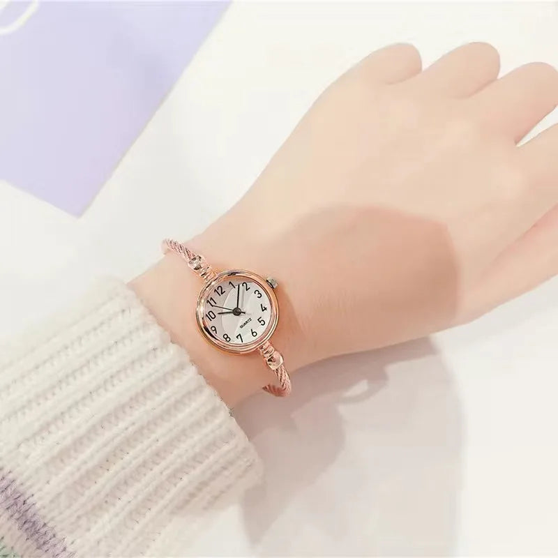 Small Gold Bangle Bracelet Luxury Watch Stainless Steel Retro Ladies Quartz Wristwatch Fashion Casual Thin Chain Watches