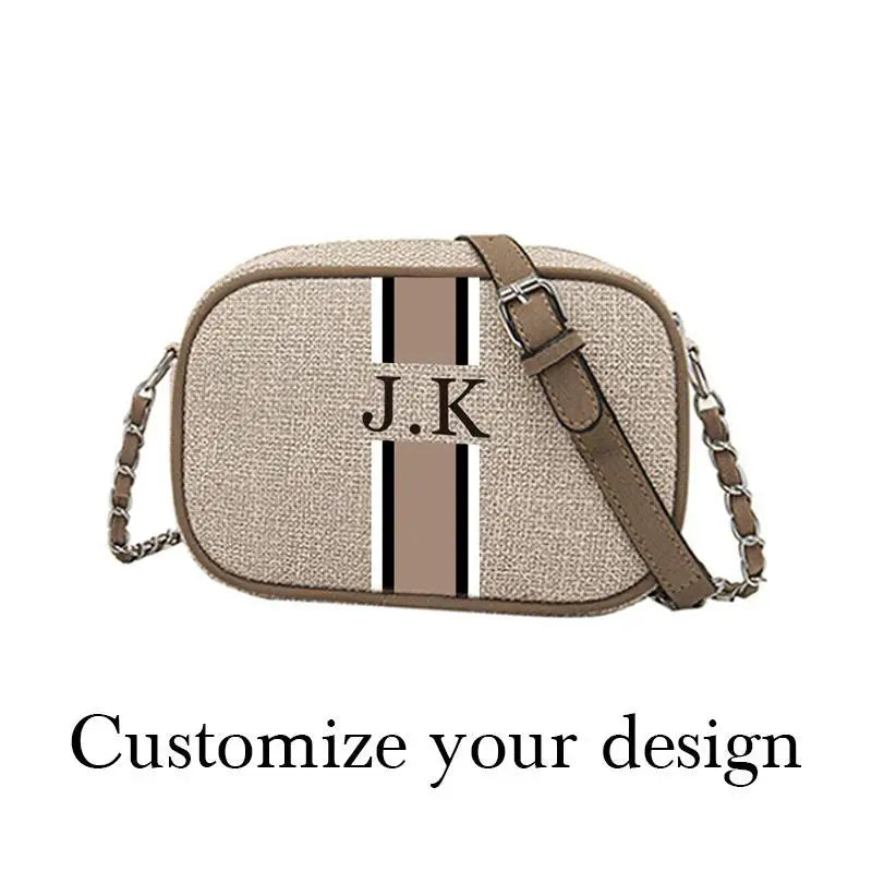 Customizable Stripe Canvas Messenger Bag for Women