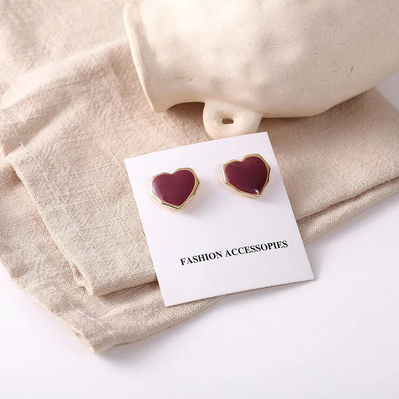 925 silver needle Cute Heart Bling Zircon Stone Rose Gold Stud Earrings for Women Fashion Simplicity Jewelry 2022 New Gift