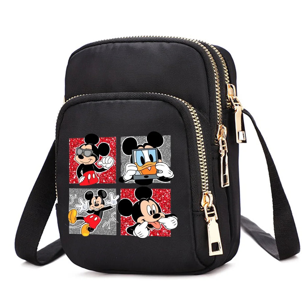 Mickey Minnie Mouse Women Shoulder Bags Cell Phone Purse Crossbody Shoulder Strap Handbag Female Girls Bags Teenagers Bag Gift