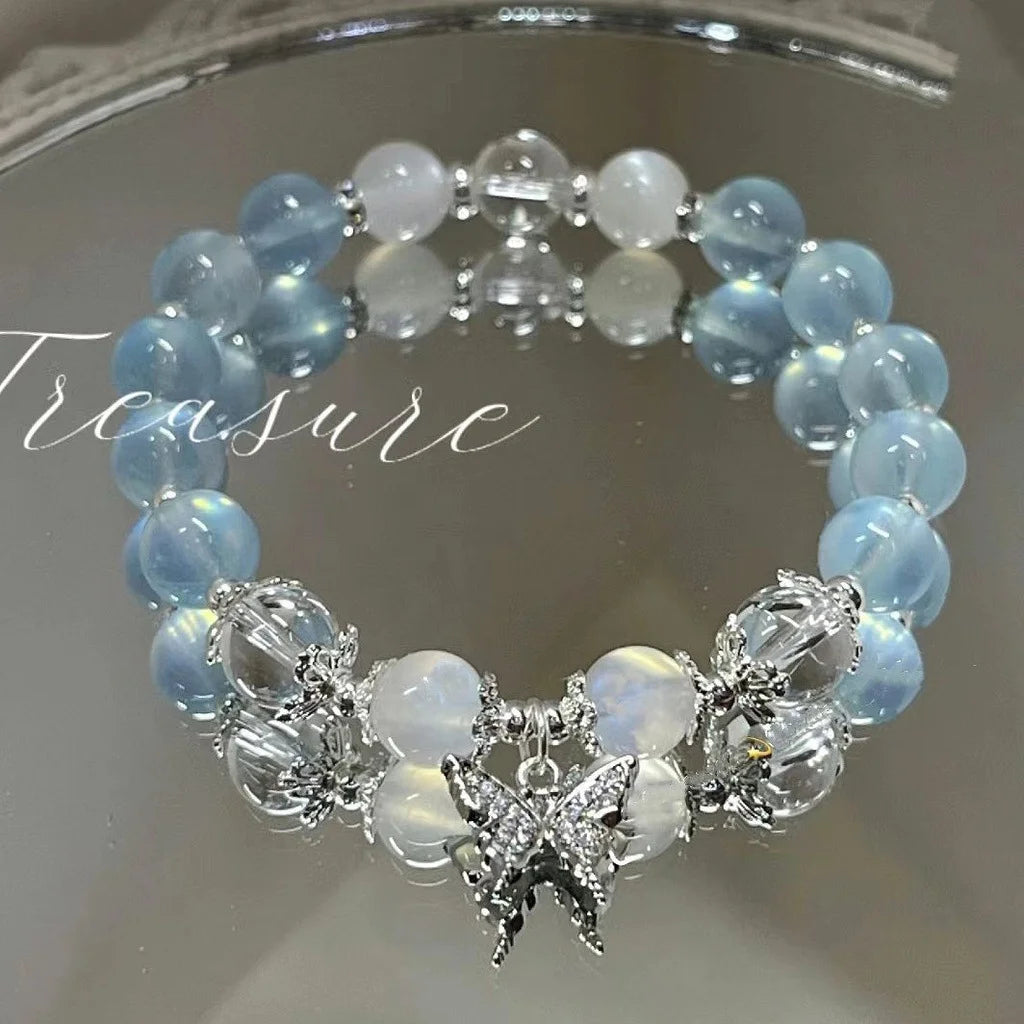 New Simple Beads Crystal Bracelet For Women Girls Korean ins Flower Fox Feather Tassel Bracelets Best Friend Jewelry Gifts 2024