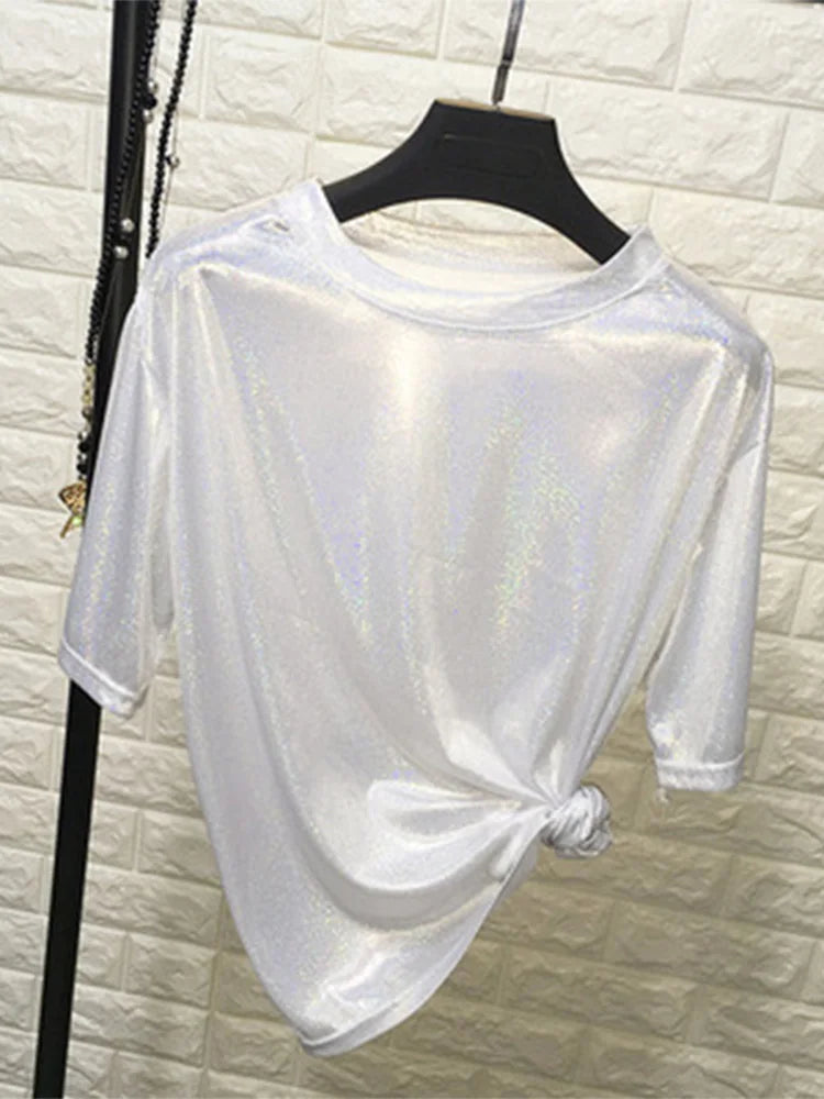 Lightweight Retro Shiny Satin Top for Women