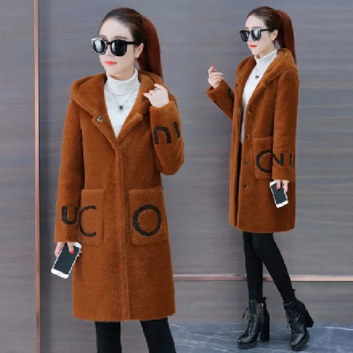 Stylish Women's Medium-Length Woolen Jacket