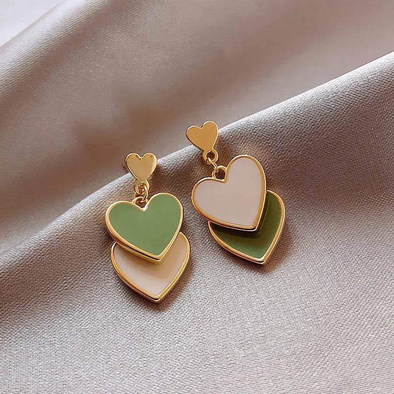 Korean Asymmetric Hollow Black Heart Dangle Earrings For Women Temperament Exaggerated Drop Earrings Party Jewelry